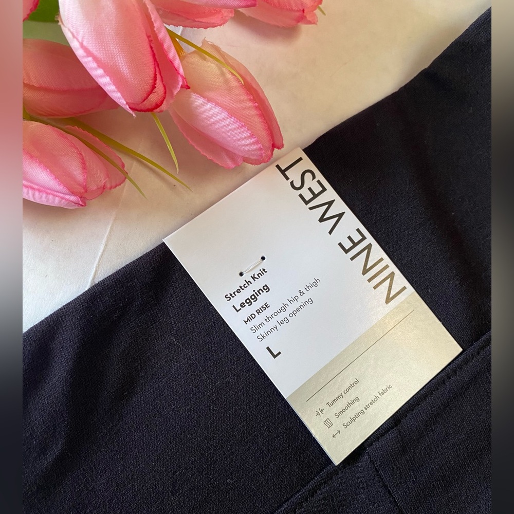 Nine West Black Mid Rise Stretch Knit Pants - Picture 4 of 8